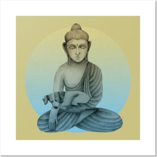 Buddha with dog 3 Posters and Art